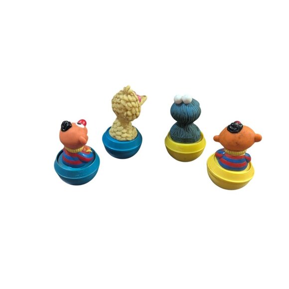 Vintage Sesame Street Wobble Figures Ernie Big Bird Cookie Monster Set Of 4  4" - Picture 2 of 8